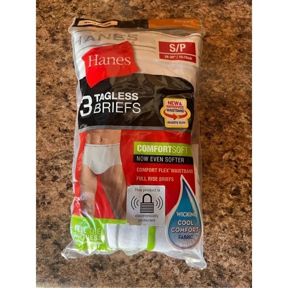 HANES Men's WHITE BREIFS 3 Pack Size Small Cool Comfort Fabric Tagless